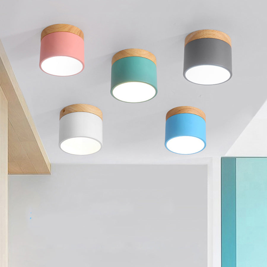 BEIAIDI Macaron LED Downlight Wooden LED Background Ceiling Lamp Living Room Bedroom Aisle Foyer Exhibition Ceiling Spotlight