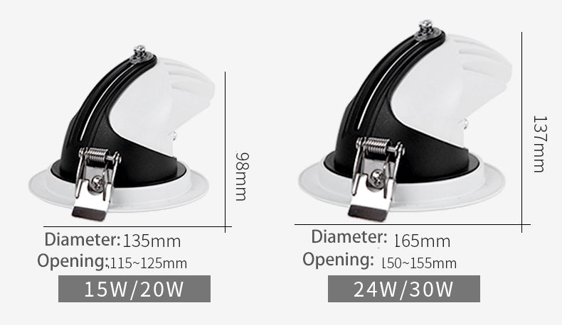 BRGT LED Spotlights Recessed 360° Rotation Adjustment Ceiling Lamp 7W 75mm Downlight Foco For Kitchen Bathroom Indoor Lighting