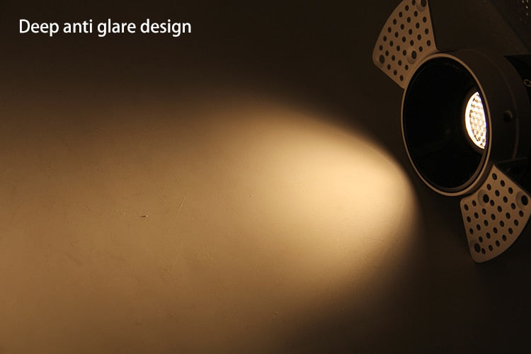 BRGT LED Spot Light Frameless Embedded Lights COB 5W 7W 12W Anti-glare Ceiling Lamp Trimless Aluminum Recessed Downlight Indoor