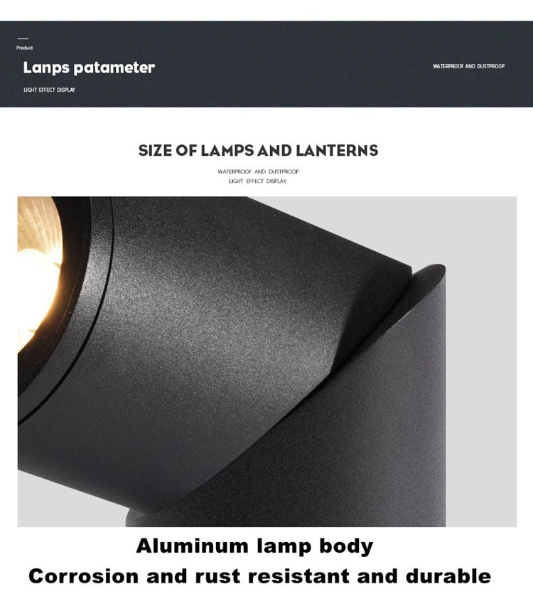 Dimmable Rotating LED Downlights 7W 9W 12W 15W COB LED Ceiling Spot Lights AC110-220V LED Wall Lamp Warm Cold White Indoor Lighting