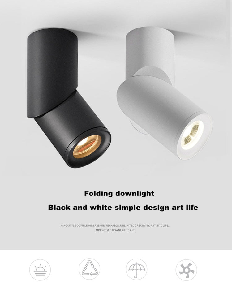 Dimmable Rotating LED Downlights 7W 9W 12W 15W COB LED Ceiling Spot Lights AC110-220V LED Wall Lamp Warm Cold White Indoor Lighting