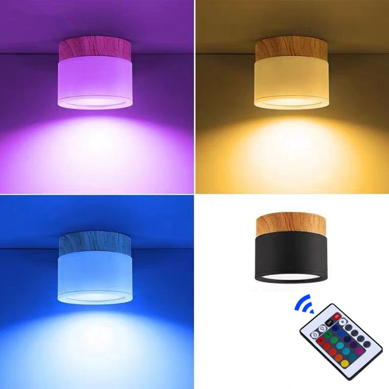 LED Surface Mounted RGB Downlight Remote Control 7W 9W Ceiling light RGB Color Change Dimming LED Wire Hanging Bar Aisle Lamps