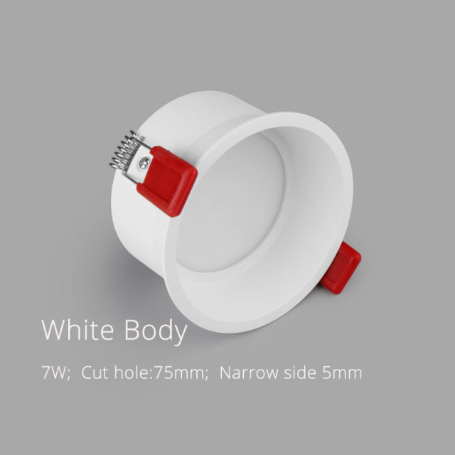 LED Downlight Ceiling Spot Lights Narrow 7W 5mm Deep Anti-Glare Die Casting Design White Black Shell