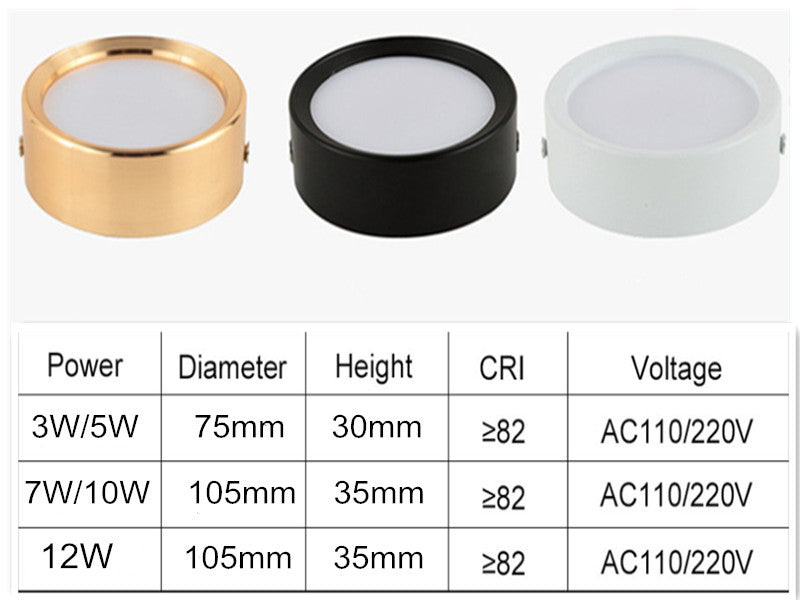 Surface Mounted 12W LED downlight 7W 9w Ceiling Lamps Ultra Thin cob led spot lights 110V 220V Ceiling Fixtures Lighting
