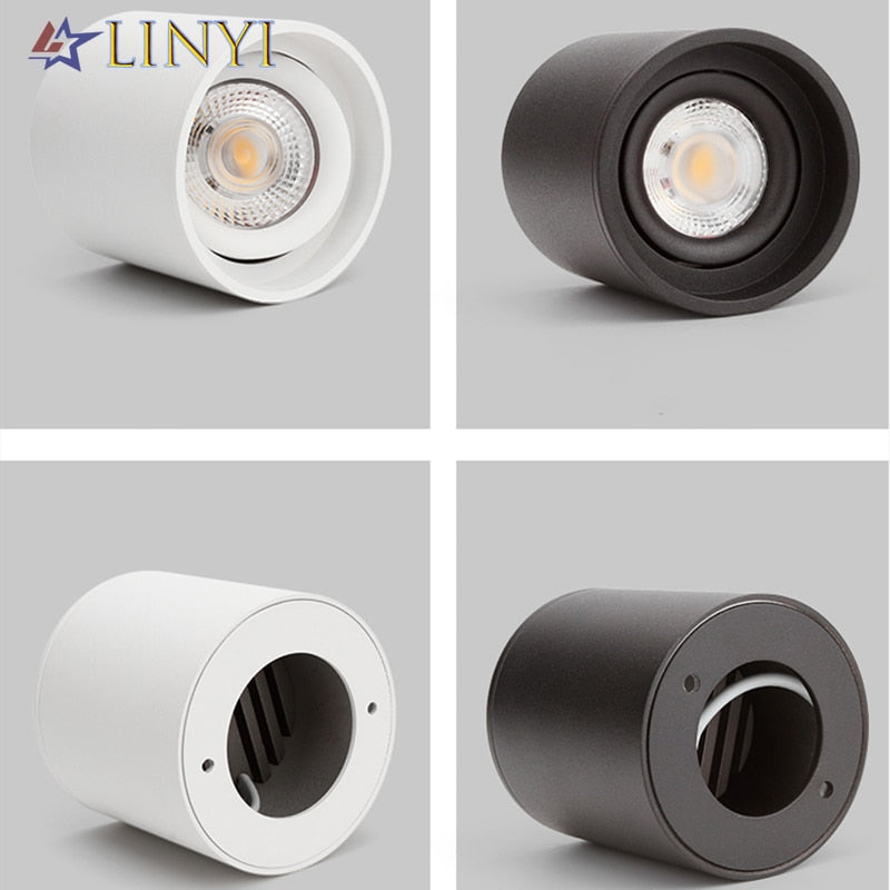 Black White Dimmable Cylinder LED Downlights 6W 10W 12W 15W 22W COB Ceiling Spot Lighting AC85-265V Round Lamps Lndoor Lighting
