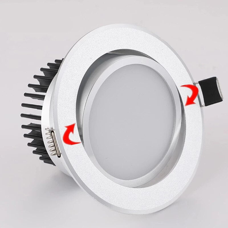 Silver Round Dimmable Recessed LED Downlight 5W 7W 9W 12W 15W 18W 21W 25W Recessed COB Ceiling Spot Light 3000K 4000K 6000K AC90-265V