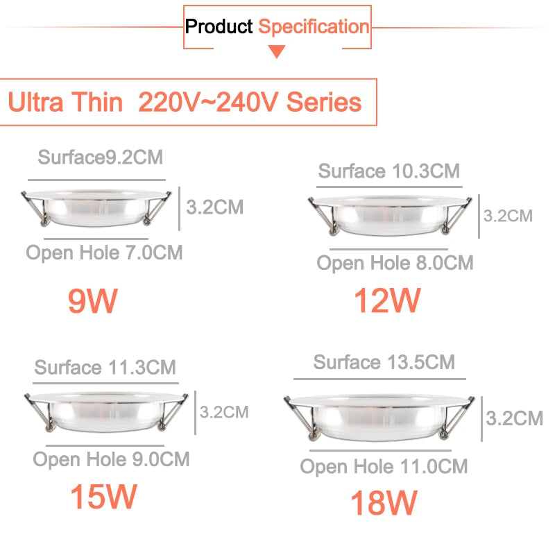 LED Downlight Round Recessed Lamp 220V 85-265V Led Bulb 4 Pcs 3W 5W 9W 10W 12W 15W 18W LED Spot Lighting Kitchen Bedroom Indoor