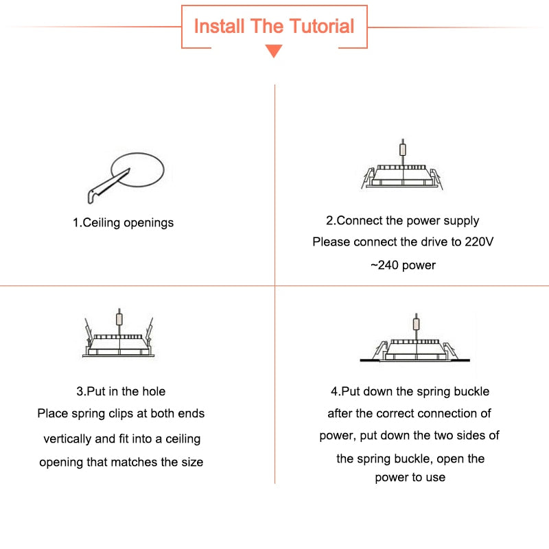 LED Downlight Round Recessed Lamp 220V 85-265V Led Bulb 4 Pcs 3W 5W 9W 10W 12W 15W 18W LED Spot Lighting Kitchen Bedroom Indoor