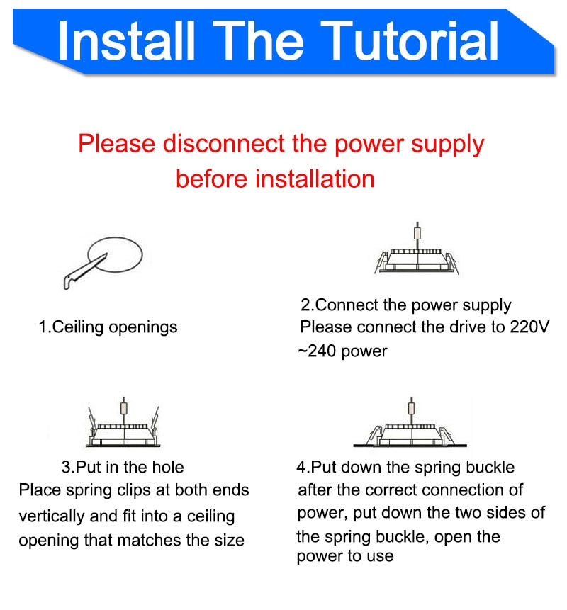 Downlight 3W 5W 3000k 4000k 6500k led Downlight 5Pcs AC 220V-240V led Downlight Kitchen living room Indoor recessed downlight