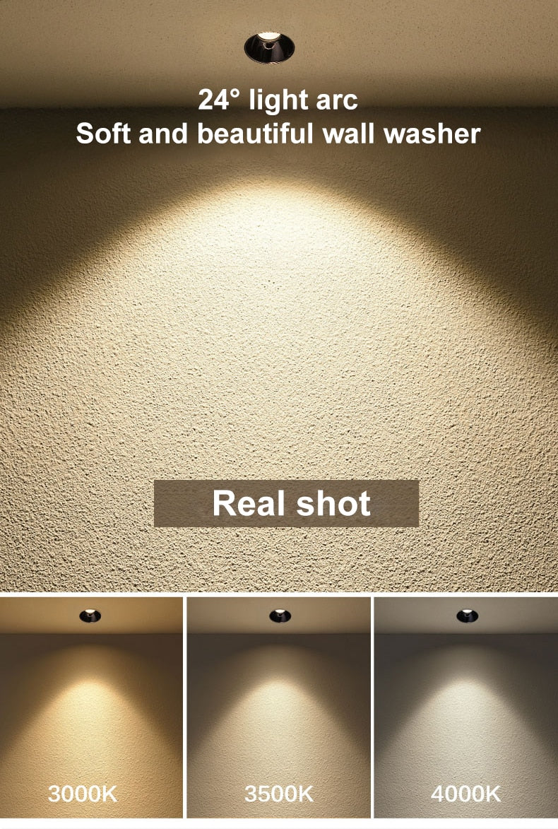 Recessed Ceiling COB Downlight Dimmable Led Lamp Deep Anti-Glare Led Spot 12W Lighting Living Room Bedroom Hotel Cafe Lampar 220