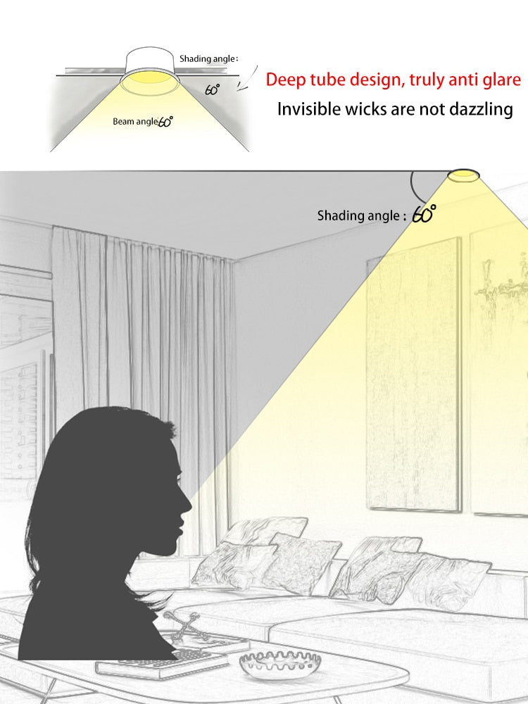 Brighter LED Downlights Dimmable AC85~265V Recessed Anti Glare 5W/7W/10W/15W Ceiling Spot Light Background Lamps Indoor Lighting