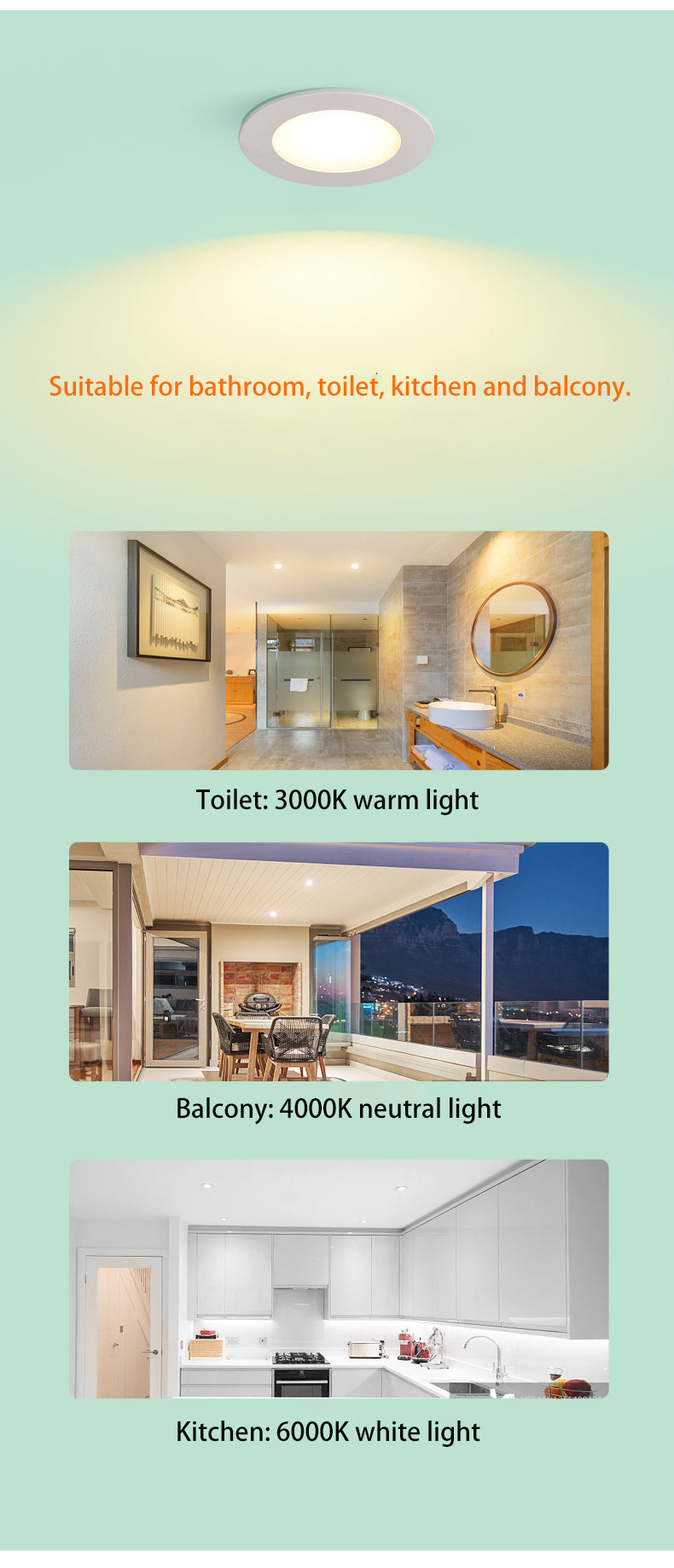 BRGT Waterproof LED Spotlights Recessed Ceiling Lamp White 7W 10W Downlight 110V 220V For Kitchen Bathroom Indoor Outdoor Lighting