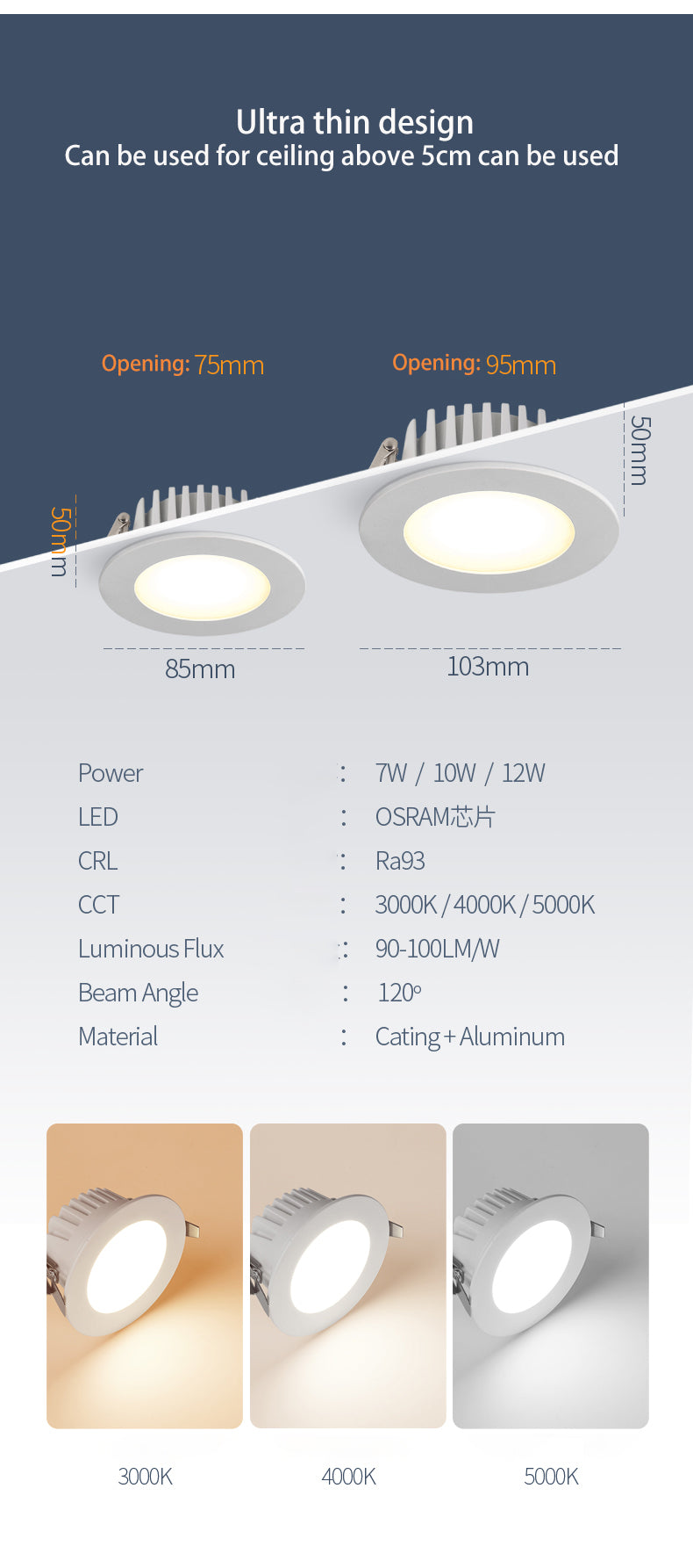 BRGT Waterproof LED Spotlights Recessed Ceiling Lamp White 7W 10W Downlight 110V 220V For Kitchen Bathroom Indoor Outdoor Lighting