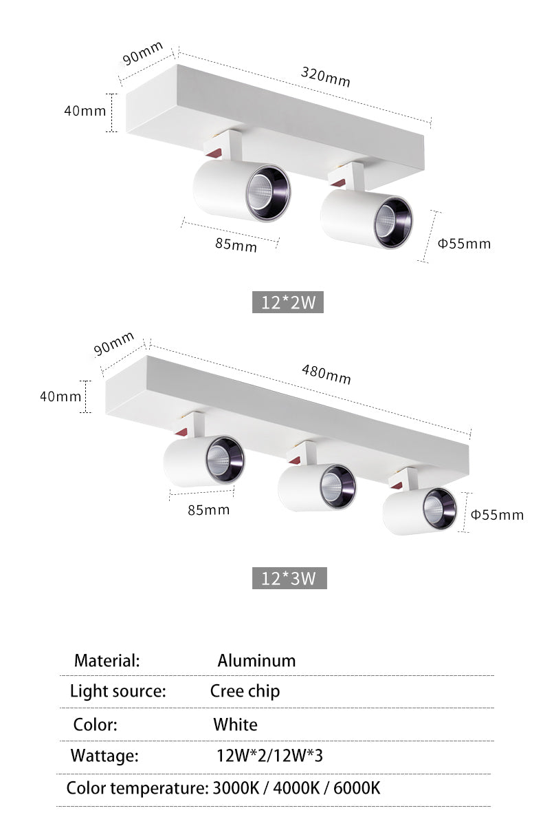 BRGT LED Spot Lights Surface Mounted 12W Ceiling Lamp Downlight Focos Rotatable Light For Kitchen Living Room Indoor Lighting