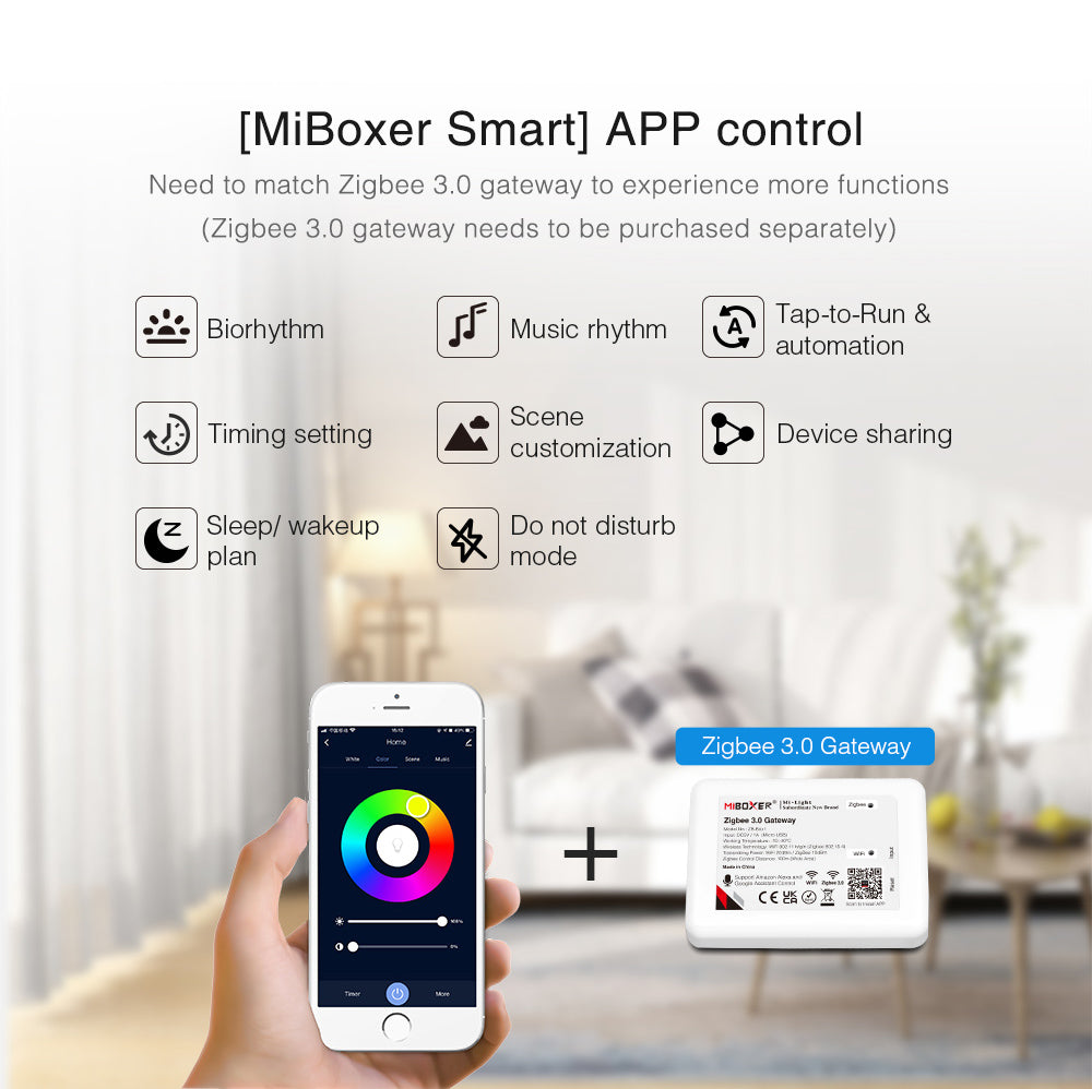 Miboxer Zigbee 3.0 FUT066Z 6W / FUT068Z 12W RGB+CCT LED Downlight AC110V 220V Ceiling Light Round Panel lamp Zigbee 3.0 Remote Control