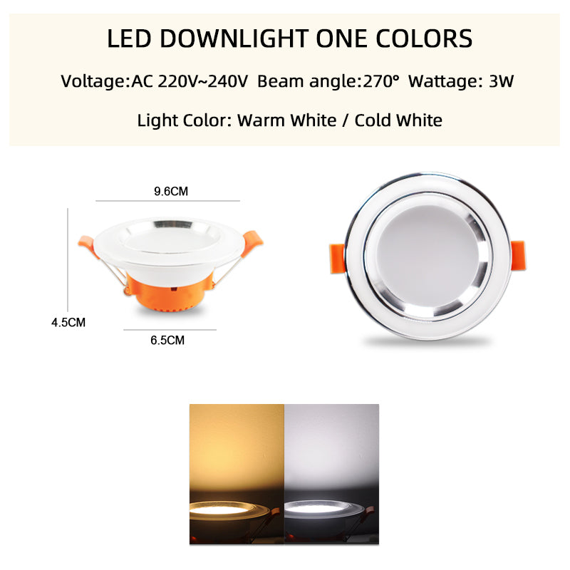 Downlight 3W 5W led Downlight AC220V 240V six color recessed led downlight lamps Kitchen living room Indoor recessed downlight