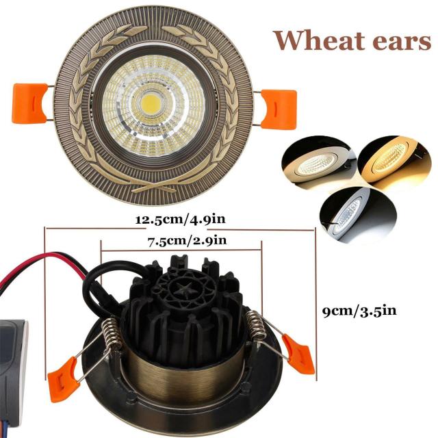 LED Recessed Ceiling Light 5W Antique Style Fixture Downlight Lamp + Driver Spotlight Lighting 85-265V For Home Office Decor