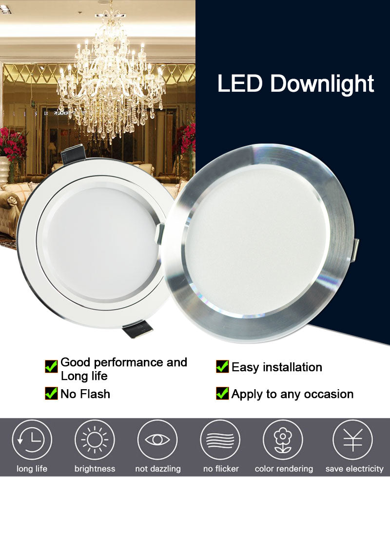 Ultra Thin LED Downlight 110V 220V Round LED Ceiling Recessed Spot Light Down Light 4pcs 3W 7W 9W 10W 12W 15W 18W spotlight