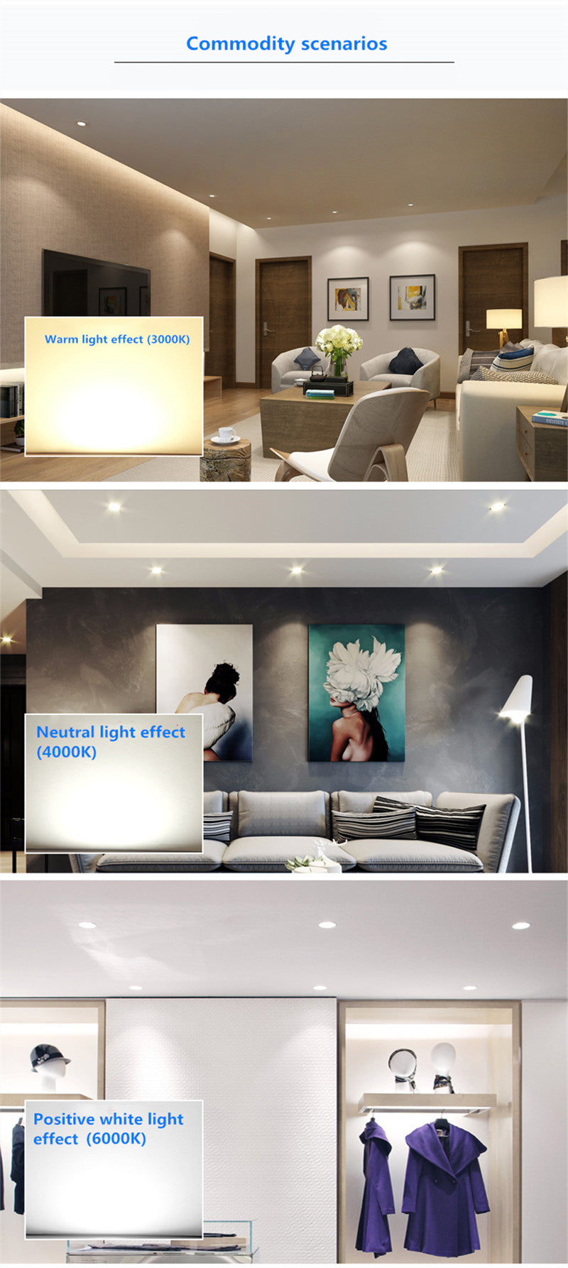 Silver Round Dimmable Recessed LED COB Downlight 5W/7W/9W/12W/15W Recessed LED Ceiling Spot Light 3000K 4000K 6000K AC90-265V