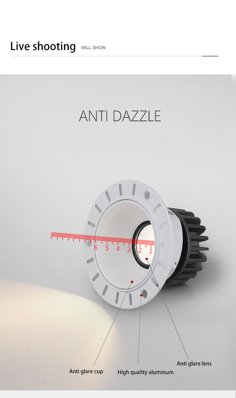 BRGT LED Spot Light Frameless Embedded Lights 7W COB Ceiling Lamp 85-265V Trimless Aluminum Recessed Downlight Indoor Lighting