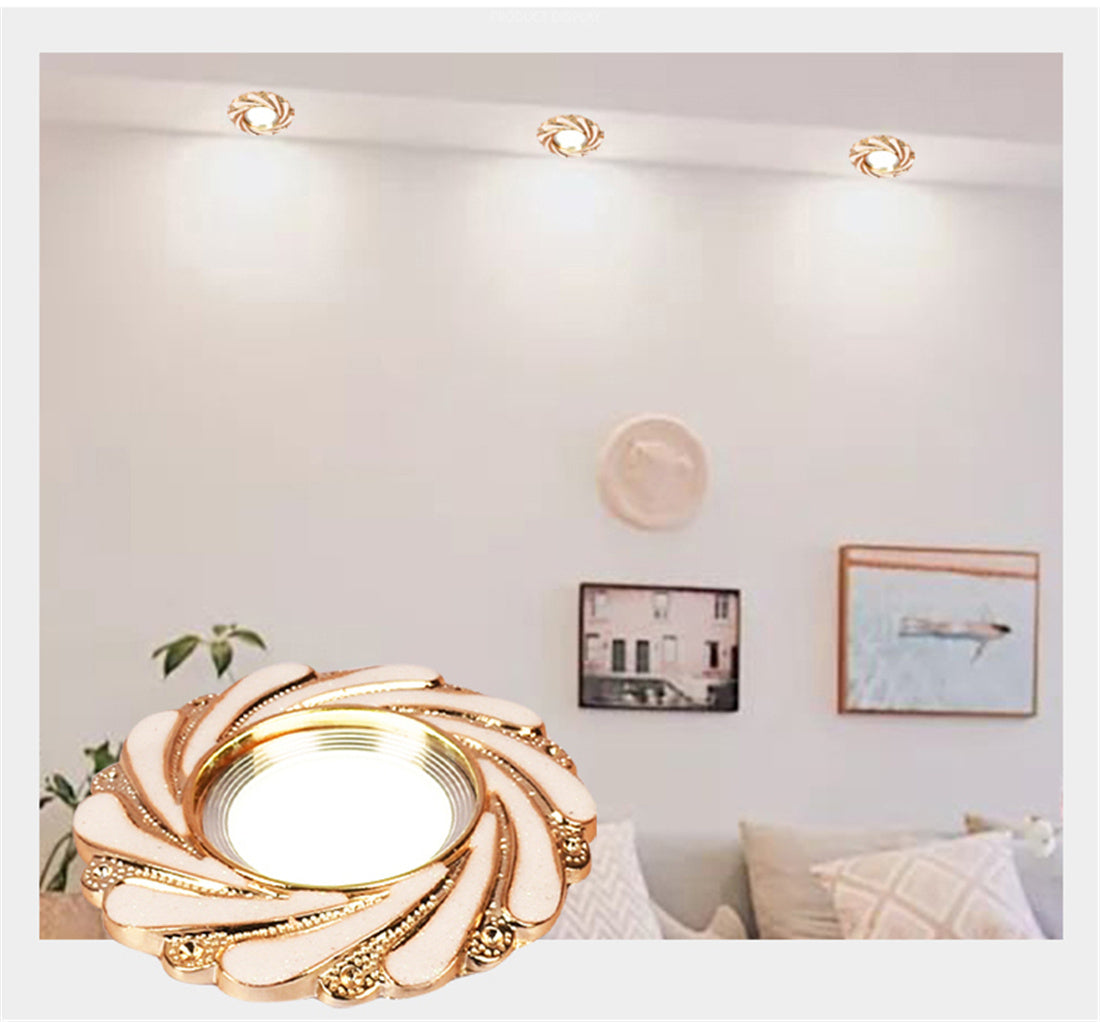 European Spiral Gold Powder White Resin Led Downlights 5W 7W 8Cm HOLE Living Room Restaurant Loft Corridor Embedded Spot Lamp