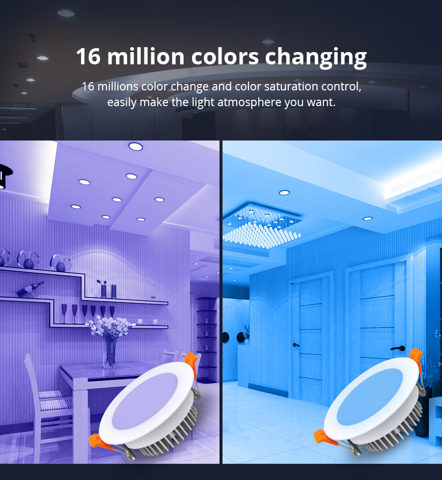 Benexmart ZigBee 3.0 Led Recessed Ceiling Light Support Downlight RGBCW 3.5 Inch 12w Alexa Google Home Smart things App Control