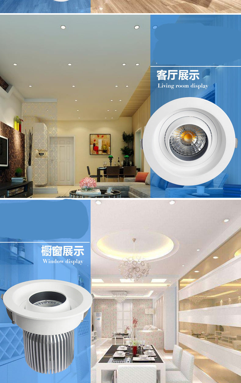 Round Downlights Led Spot Double Warm White Cold White 12W 15W 20W COB Adjustable 5pcs/lot Embedded Cattle Eye Lamp AC90-265V