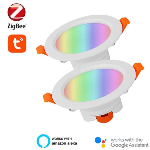 Tuya Zigbee RGB LED Downlight Smart Spot Ceiling Light Music Rhythm Smart Gateway Voice Control By Alexa Google Smart Home