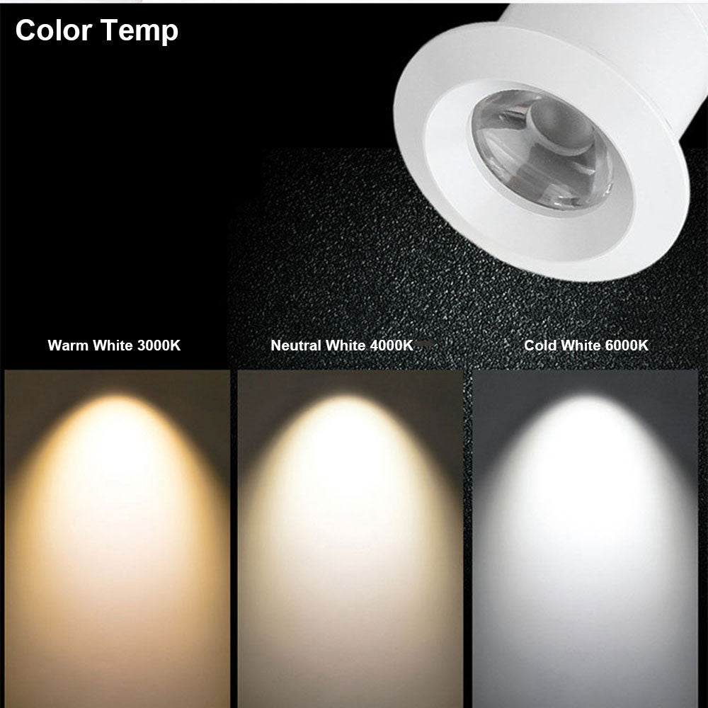 Mini Spot 1W LED Recessed Downlight White/Black/Grey Cabinet Light Recessed Ceiling Spot Light Embedded Down Light