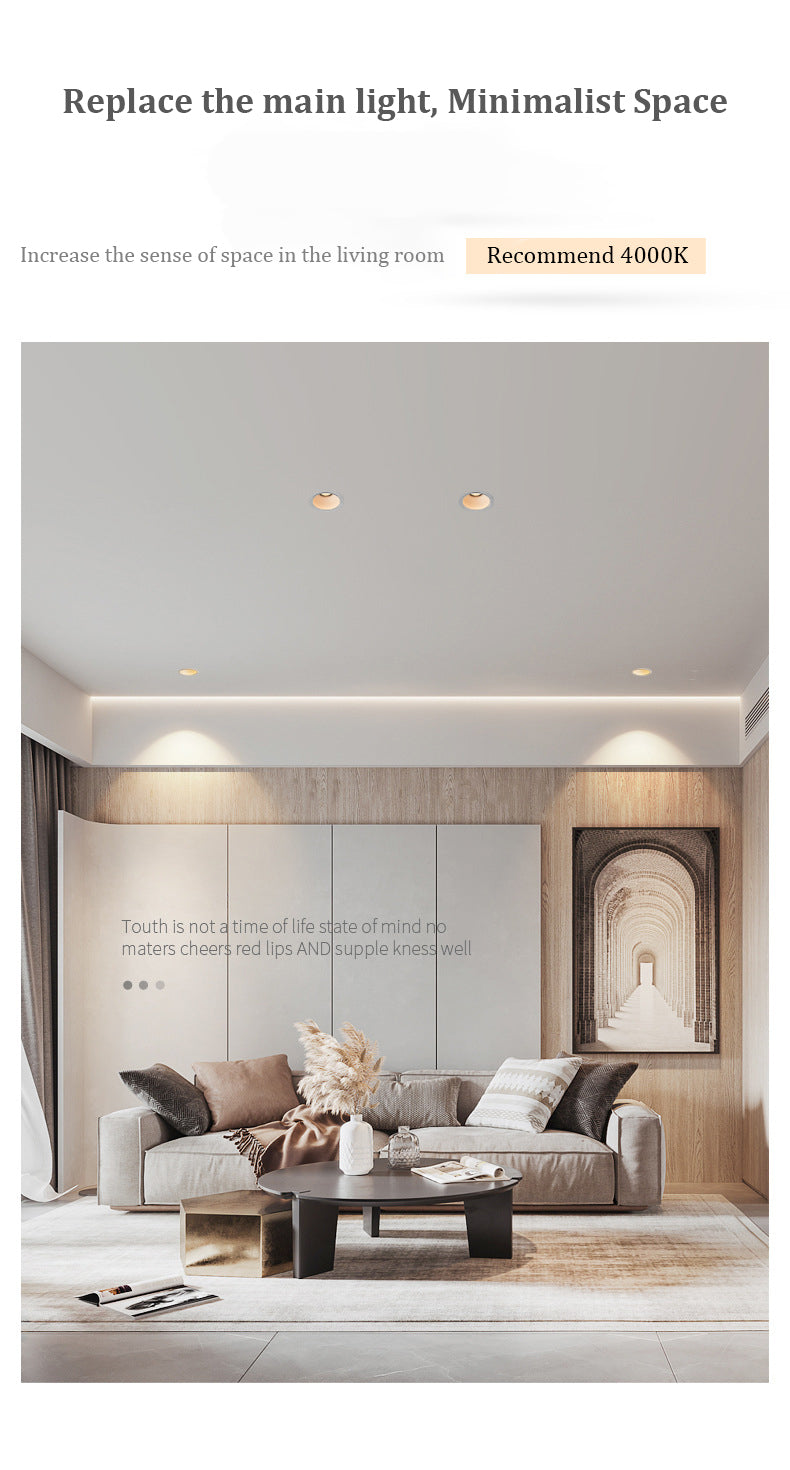 Deep Anti-glare Spotlight Led Ceiling Light Living Room Embedded LED Lighting Narrow Side Wall Washer Lights Home COB Downlight