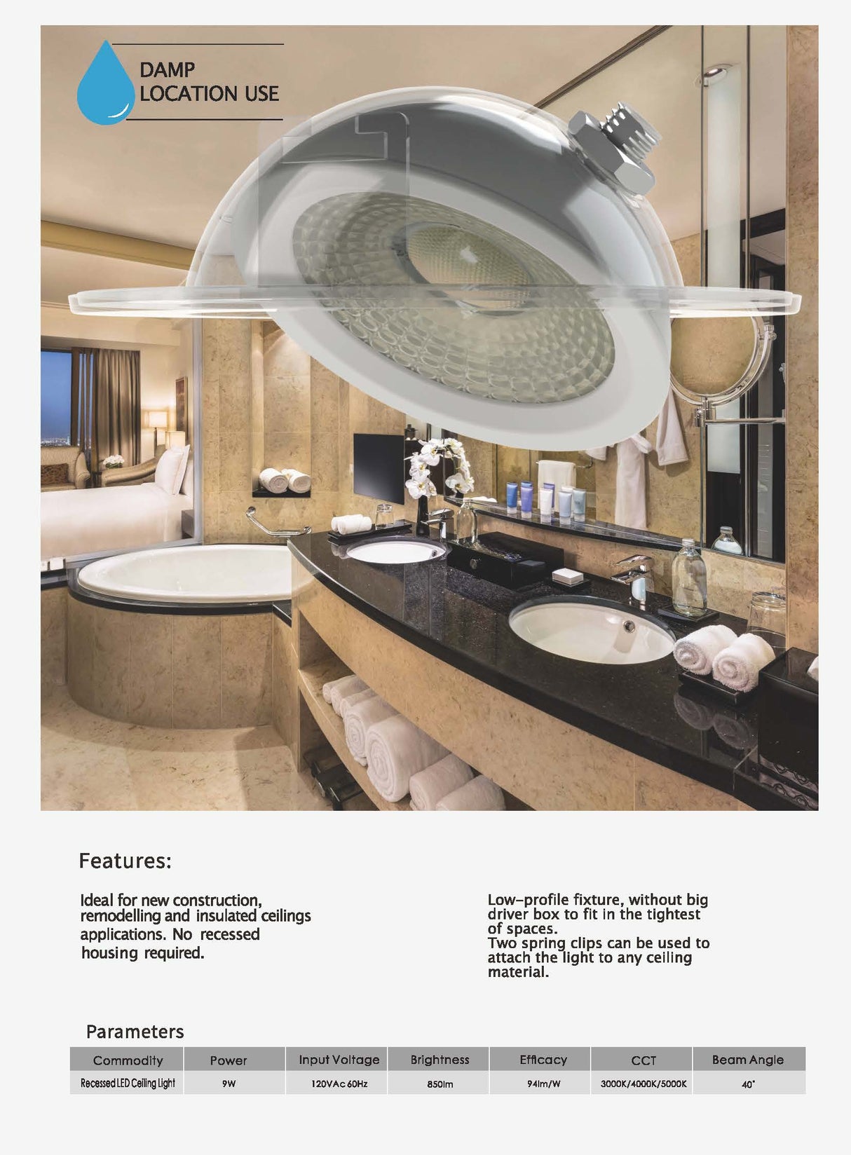 Work with Google Alexa Tuya Siri Smart Control RGBW Recessed LED Dimmable Downlight 9W Angle Adjustable Spot Light Ceiling Lamp