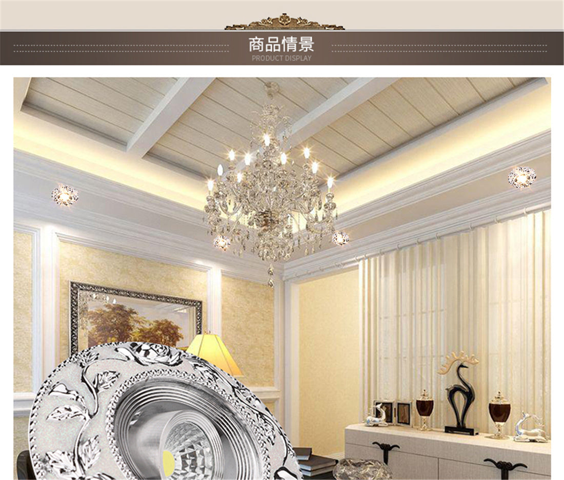European Round Silver Garland Led Downlights 3W 5W 7W Cob Adjustable Angle Living Room Indoor Home Deco 110V 220V Recessed Lamp