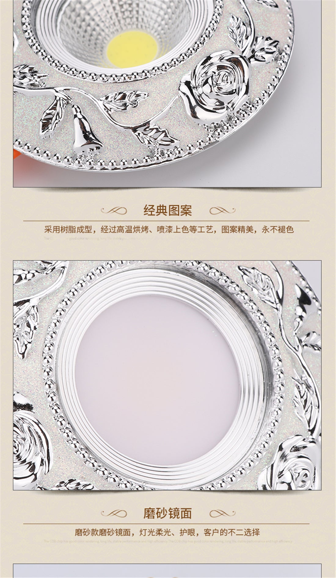 European Round Silver Garland Led Downlights 3W 5W 7W Cob Adjustable Angle Living Room Indoor Home Deco 110V 220V Recessed Lamp