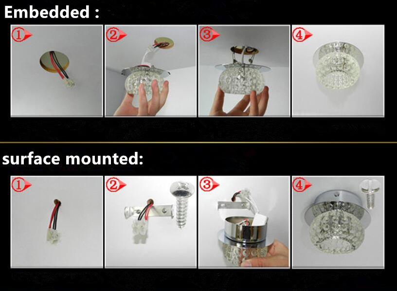 LED Downlights crystal lamp Downlight SMD Ceiling Spot Light With 3W/5W LED Driver AC110V 220V indoor Decoration