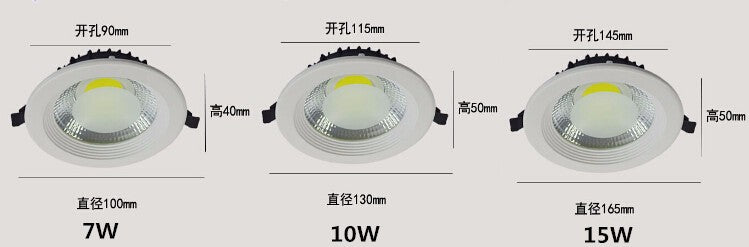 Super bright 7W/10W/15W Dimmable Led downlight 85-265V Recessed LED Ceiling light down light Lamp warm cold white