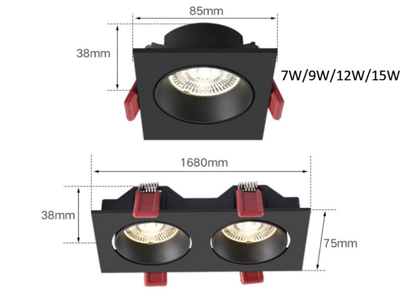 QIUBOSS Dimmable LED Embedded Downlights Bedroom 220V Led Spotlights COB Ceiling Lamps 7W 15W Recessed Light for Indoor Lighting