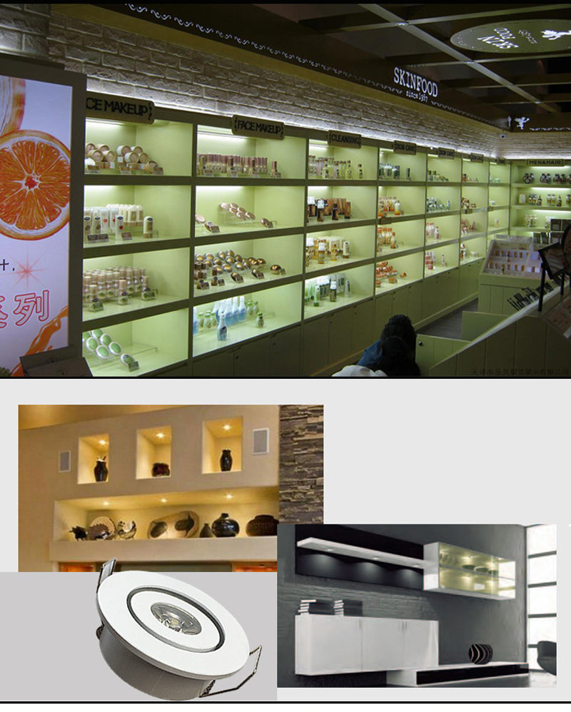 1W Mini led Downlight Cabinet Recessed Spot light led Driver Pure Nature Warm white and White Silver Black body AC85-265V