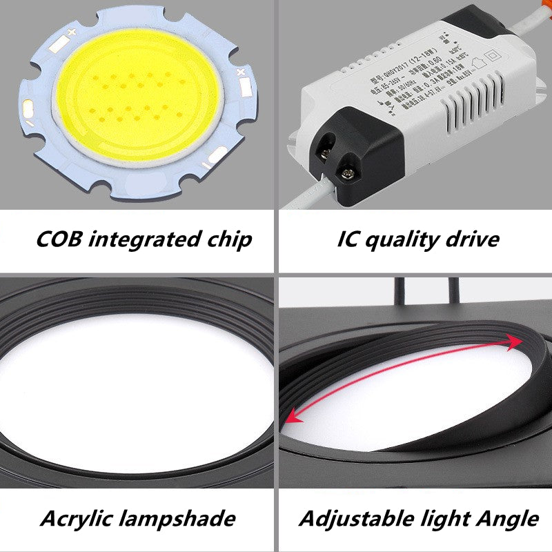 Square Bright Recessed Double LED Dimmable Downlight COB 14W 20W 24W LED Spot light Ceiling Lamp AC 85- 265V with Frosted lens