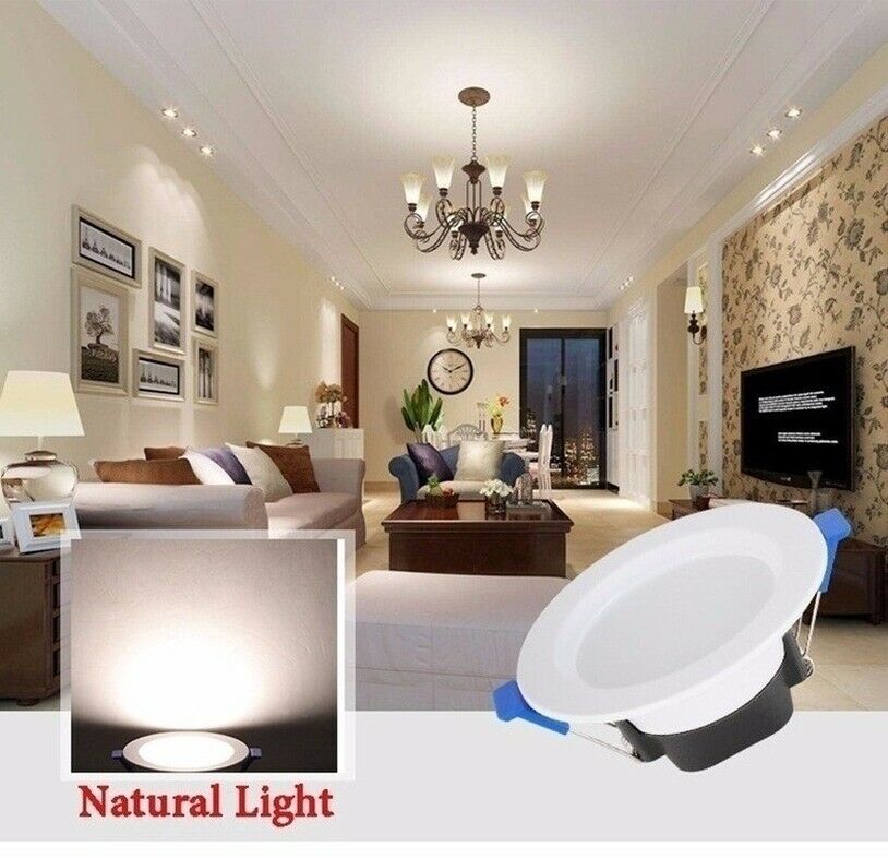 3 Colours Dimmable LED Downlight Round Recessed Ceiling Panel Light 10/20 Pack 220V 7W LED Down Light Fixture Lamp Ceiling Lamp