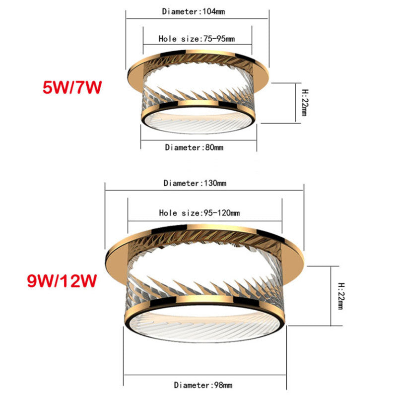 LED downlight golden warm light ceiling light round 5W/7W/9W/12W 110V 220V three-color variable