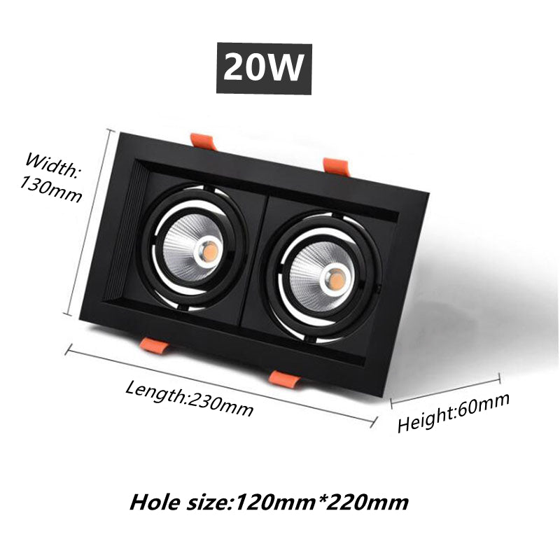 QIUBOSS Dimmable LED Recessed Downlights 220V Led Embedded Spotlights 10W 20W COB Ceiling Lamp Square Lighting Lights for Indoor