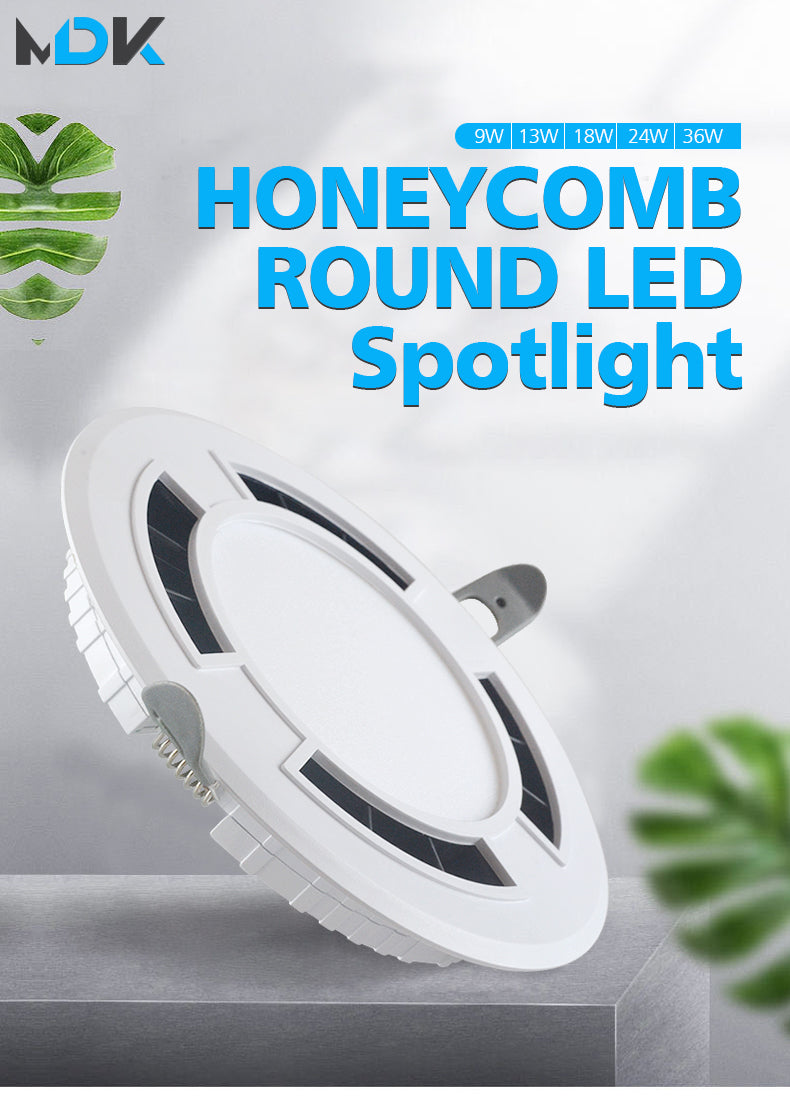 LED Downlight Ceiling Spot Honeycomb Luminescence AC120-265V 4 Pcs Round Recessed Lamp 18W 24W 36W 9W Bedroom Indoor Lighting
