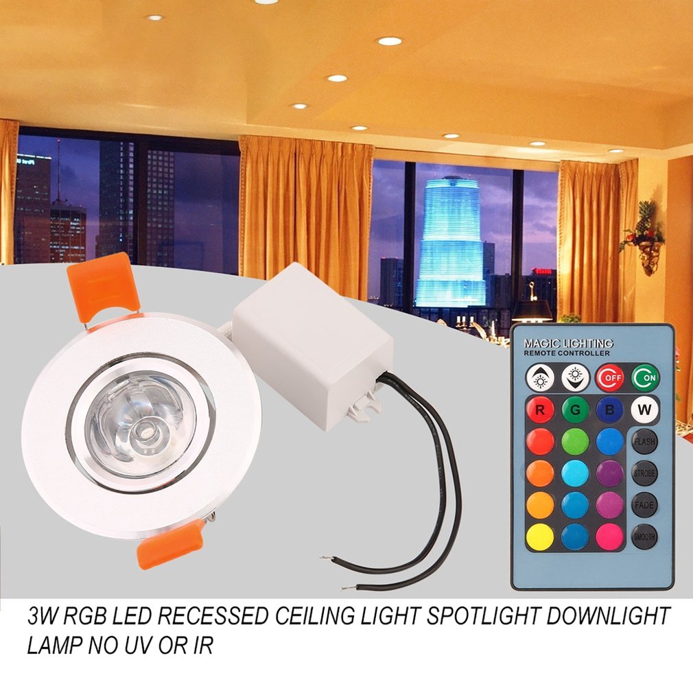 LED Recessed Ceiling Light Spotlight 3W RGB Downlight Lamp No UV Or IR Light Radiation Easy to Install And Operation