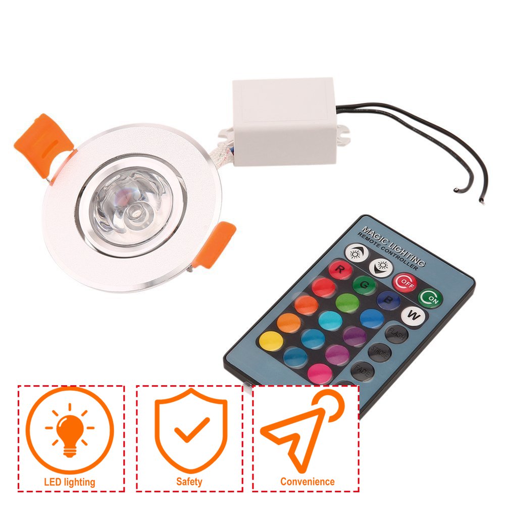 LED Recessed Ceiling Light Spotlight 3W RGB Downlight Lamp No UV Or IR Light Radiation Easy to Install And Operation