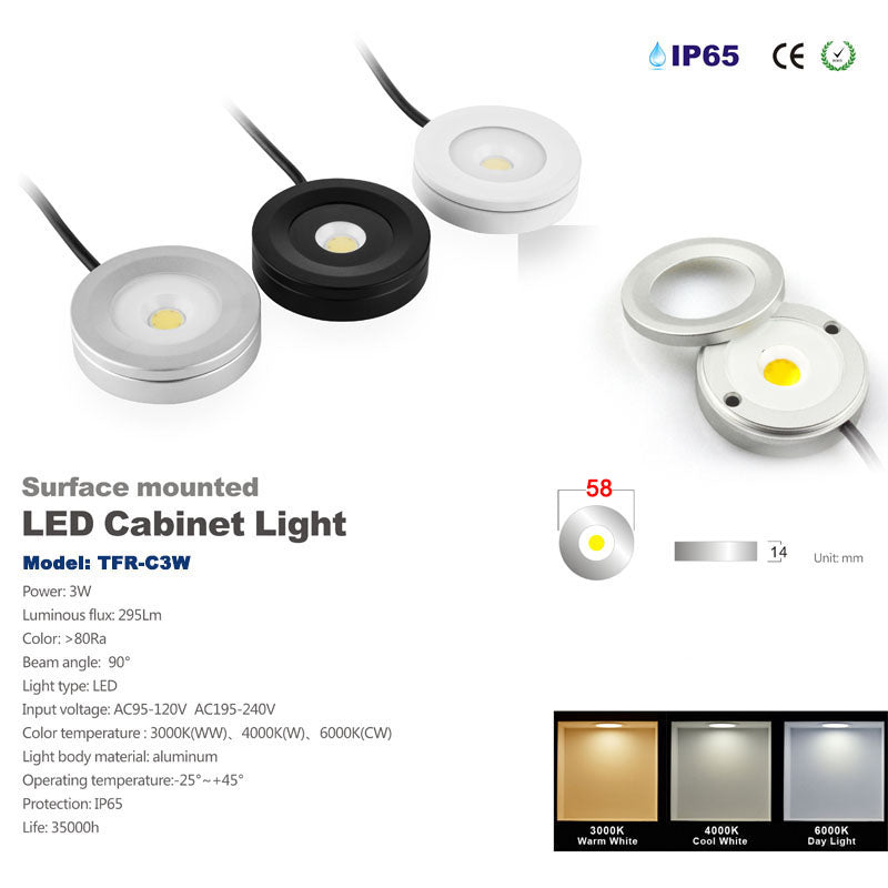 Ultra Thin Dimming IP65 3W 5W 110V 220V 240V Bathroom LED Ceiling Lighting CE Downlight Dining Auto Wine Closet Showcase Lamp