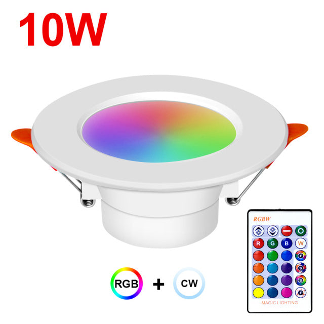 LED Downlight RGB Color Spot Light 10W 15W AC85-265V Recessed in LED Ceiling Light Cold or Warm White Lamp with Remote Control