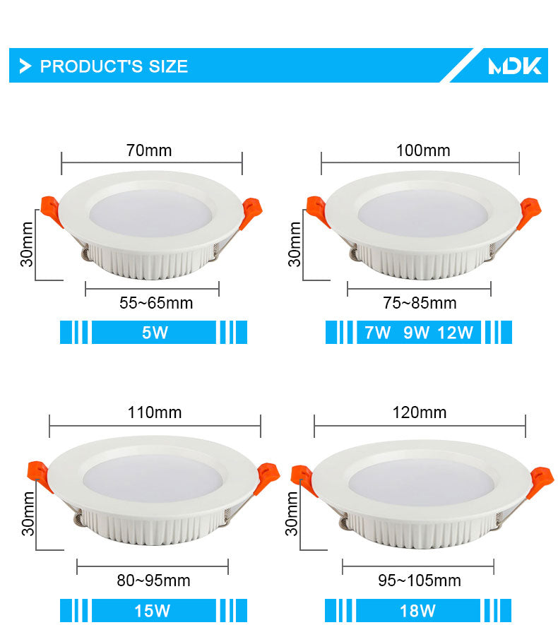 LED Downlight 12W 15W 18W 9W AC220V 5W 7W 110V Recessed Spot Thick 10Pcs Aluminum Lighting Bedroom Kitchen Indoor Down Lamp