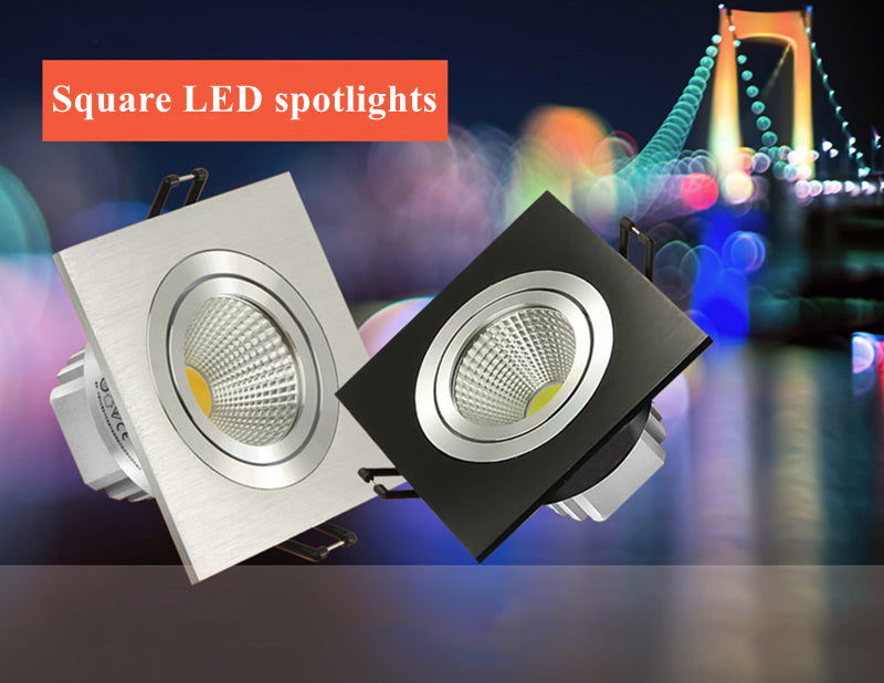 Square Dimmable Recessed COB LED Downlights 5W 7W 9W 12W LED Ceiling Spot Lights AC85~265V LED Ceiling lamps Indoor Lighting