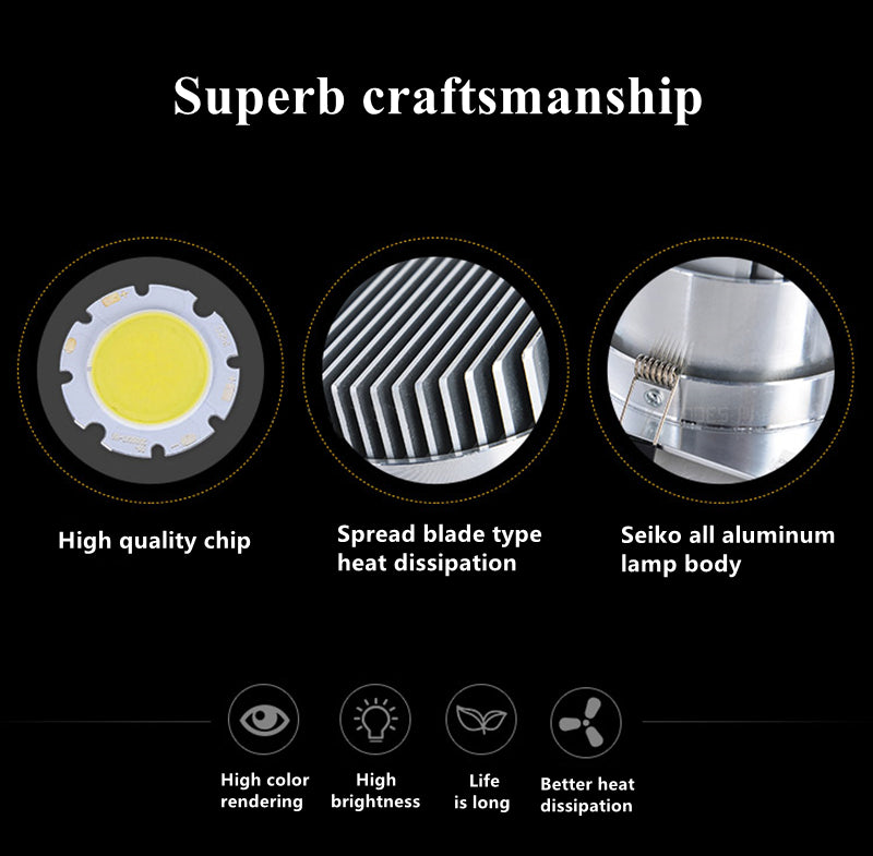 Square Dimmable Recessed COB LED Downlights 5W 7W 9W 12W LED Ceiling Spot Lights AC85~265V LED Ceiling lamps Indoor Lighting