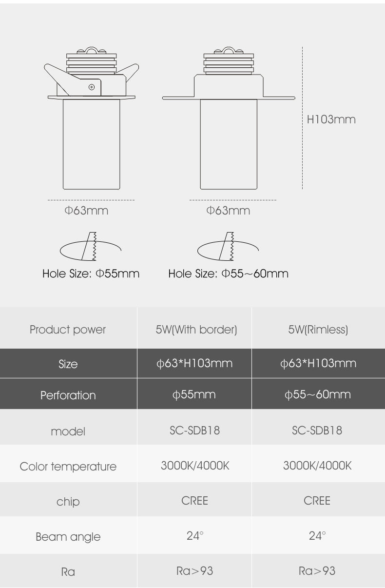 SCON LED Downlight 220V Creative adjustable angle Recessed in Ceiling Downlight Light Recessed Downlight Warm white Lamp 2W 5W